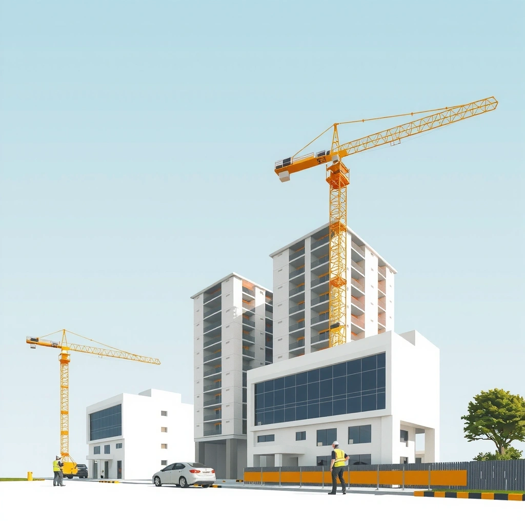 Modern construction site with cranes and buildings in Cebu City
